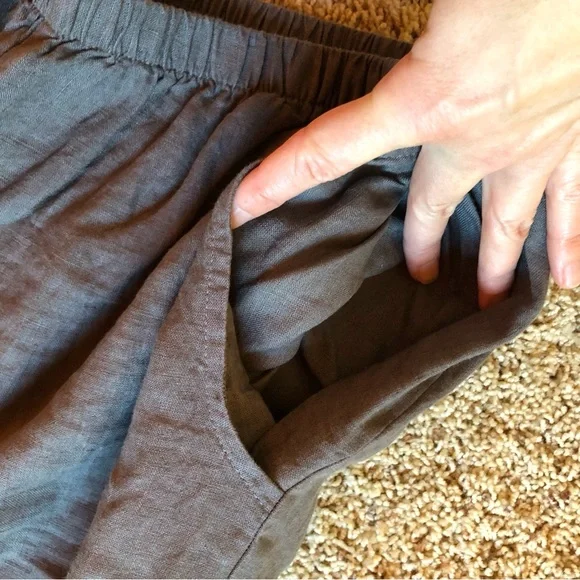 FLAX 100% Linen Pants Lagenlook Earth Tone Gray Grey Casual  Plus Size 1X - Picture 9 of 12